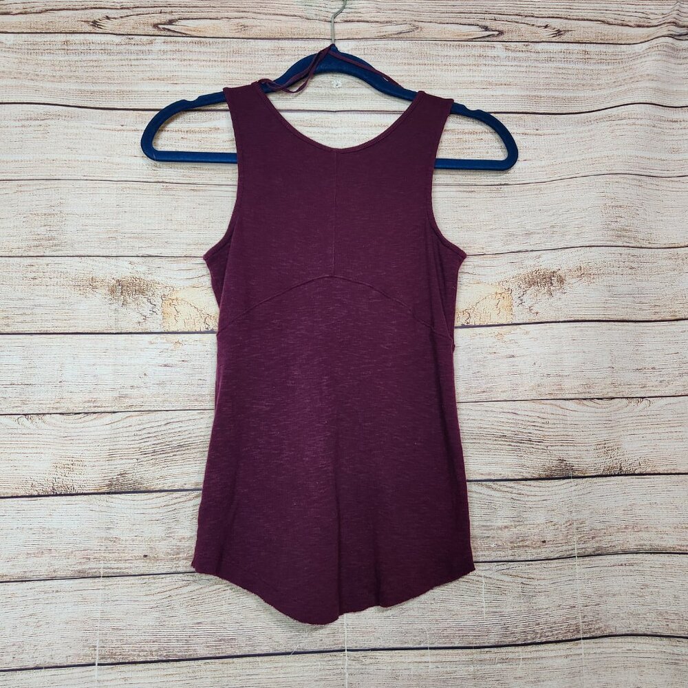 Free People Emmy Lou Ribbed Tank Top Lace Up Tie Front Purple Wine Size S/P - Picture 9 of 15